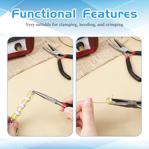 Mini Needle Nose Pliers Set, 2Pcs Needle Nosepliers for Jewelry Making, Black Jewelry Chain Nose Plier, Small Craft Plier with Smooth Jaw and Comfort Grip Handle for Wire Bending Object Graspin - color: Black