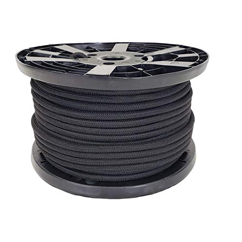 3/8" Black Shock Cord, Marine Grade Polyester Bungee Cord, 250 ft Spool, UV Resistant Elastic Rope - size: (#12) 3/8" x 250 feet