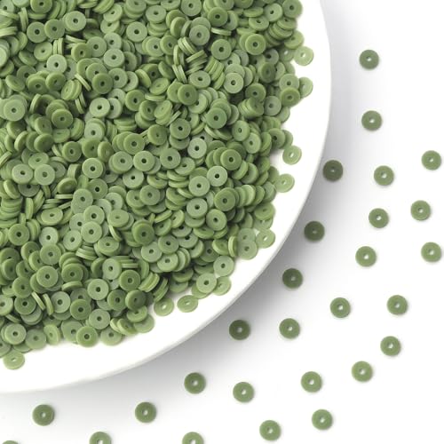 Polymer Clay Beads, 6mm Heishi Bead for Jewelry Bracelets Necklace Making 1000PCS - color: Military green
