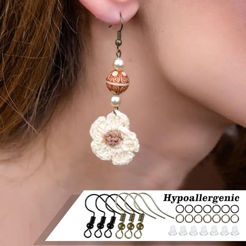 TOAOB 600pcs Earring Hooks Hypoallergenic Ear Wire Hooks with Open Jump Rings and Earring Backs Black Bronze Earring Making Kit for Jewelry Making Supplies