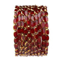 Glass Rice Beads Clear Wine Red 4x6mm 50pcs Faceted Oval Golden Edge Crystal Loose Beads for DIY Craft Jewelry Making - color: Clear Wine Red
