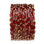 Glass Rice Beads Clear Wine Red 4x6mm 50pcs Faceted Oval Golden Edge Crystal Loose Beads for DIY Craft Jewelry Making - color: Clear Wine Red