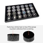 Ikee Design 24 Gem Showcase Stackable Jewelry Display Tray for Collectibles, Rock Storage Box Gemstones Bead Storage Jars, Black Foam, Black Tray, 14 7/8W x 8 3/8D x 1H in - color: Black Foam/Black Tray (24 Large Jars)