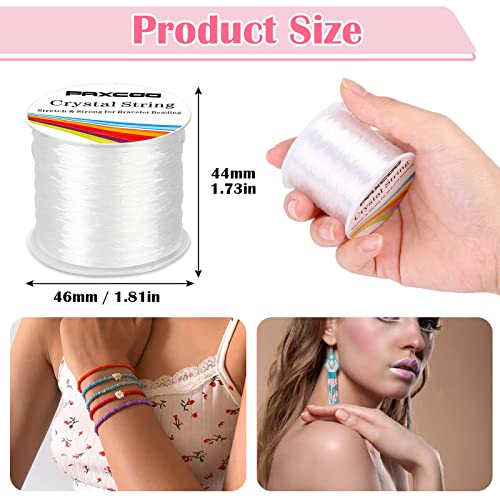 Bracelet String, Paxcoo 2 Rolls Elastic Stretchy Bead String Cord for Clay Beads Kandi Pony Beads Bracelets Jewelry Making (0.5 MM, Crystal) - size: 0.5MM, style: Crystal Clear