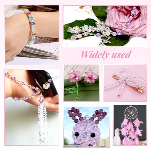 TOAOB 1000pcs Briolette Crystals Glass Beads 4mm 6mm 8mm Rondelle Faceted Spacer Beads Pink Loose Beads for Bracelets Necklace Earrings Jewelry Making - color: Pink