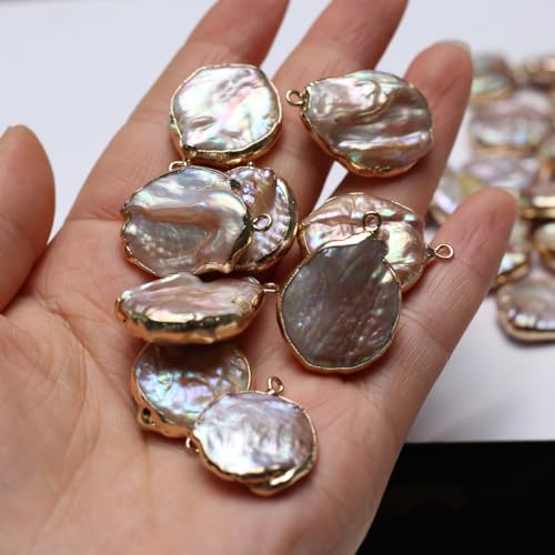5 Pcs Natural Pearl Pendants Irregular Freshwater Pearl Pendant Charms for Jewelry Making Necklace Bracelet DIY Gift - color: purple