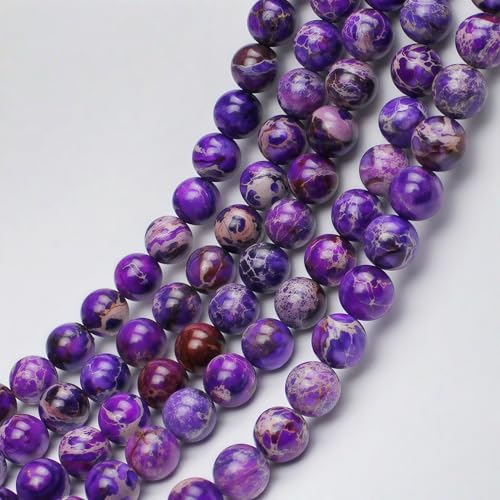 MJDCB 6mm Purple Imperial Jasper Gemstone Beads Round Loose Stone Bead for Jewelry Making Bracelets Necklaces - color: Purple Imperial Jasper, size: 6mm