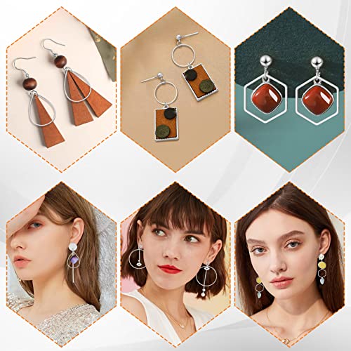 60pcs Hoop Earrings for Jewelry Making,Earring Finding Hoop Hypoallergenic Teardrop Hexagon Round Earrings Hoops Open Bezel Pendant Frame for DIY Earring Making Supplies(Silver,3Shapes) - color: 60PCS;Teardrop,Hexagon,Round;Silver