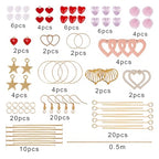 SUNNYCLUE 1 Box DIY 9 Pairs Valentine's Earring Making Kits Heart Enamel Charms Wood Pendants & Glass Beads & Earring Hooks for Women Beginners DIY Earring Jewelry Making