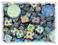 1.75 oz (50g) Mix of Unique Czech Bohemia Glass Pressed Beads, Light Blue AB Sliperit, Patterned, Matte and Glossy, Hand Made BCV - color: FAN Mix Light Blue AB Sliperit