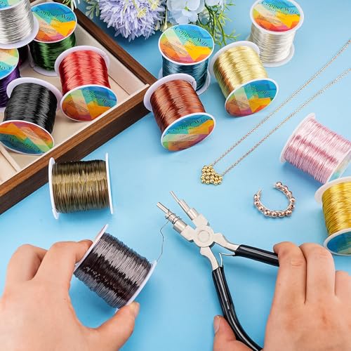 203 Feet Tarnish Resistant Copper Wires 24 Gauge/0.5mm Jewelry Craft Wires Beading Wire for Jewelry Making, Wire Wrapping and Crafting (Light Gold) - color: Light Gold, size: 24 Gauge