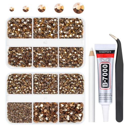 qiipii 3060PCS Retro Brown Resin Rhinestones for Crafting Coffee Flatback Jelly Resin Stones 2mm 3mm 4mm 5mm 6mm Non-Hotfix Old Copper Gems Stones Diamonds Crystals for Tumblers Mugs Bottles Crafts - color: Copper