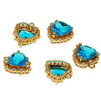 Crystal Zirconia Gold Plated Brass Charms for Jewelry Making Bracelet Necklace Earring Pendant Craft Supplies DIY Accessories - color: HeartA-Blue-5Pcs
