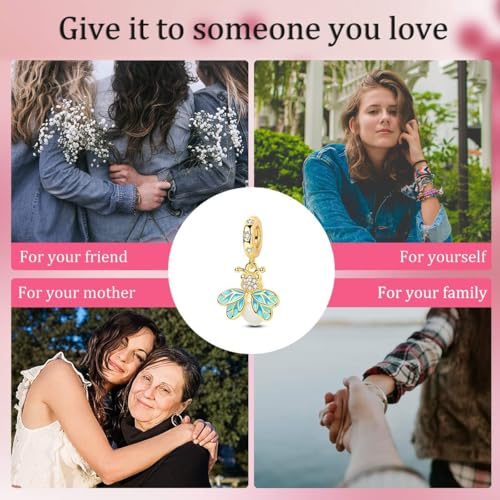 LAZA Charms for Bracelets 925 Sterling Silver Butterfly Summer Travel Ocean Lucky Charm Beads Pendant Jewelry for Women Mom - color: Golden Bees