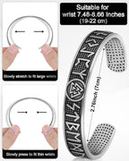 Stainless Steel Cuff Bracelet,Retro Gothic Punk Biker Cool Open Adjustable Cuff Bangle Bracelets Jewelry for Men Silver - style: Viking Runes