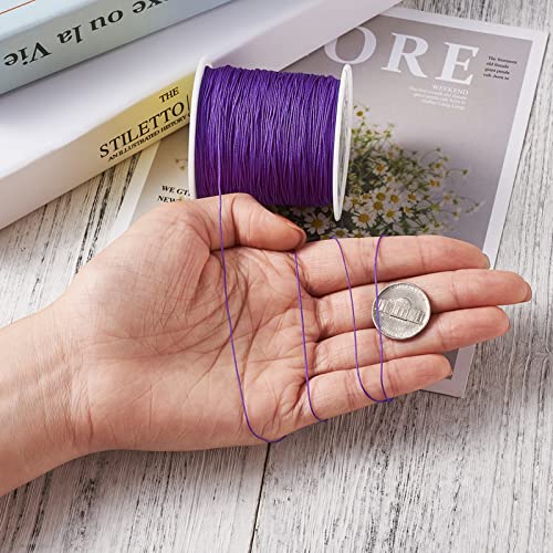 Pandahall 150 Yards Nylon Beading Cord 0.5mm Braided Nylon Thread String Chinese Knotting Cord with Plastic Spool for DIY Craft Jewelry Making (DarkViolet)