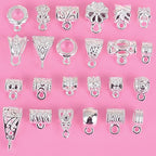 RUBYCA 96Pcs Mix Tibetan White Silver Color Connectors Bails Beads fit European Charm Bracelet Pendant - color: White Shiny Silver