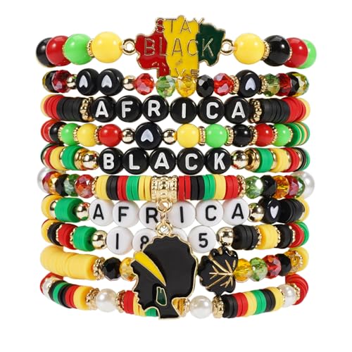 Twinfree Bohemia Beaded Bracelet for Women, Polymer Clay Stretch Bracelets - color: color 46