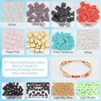 NBEADS About 750 Pcs 2-Hole Beads Glass Seed Beads Set, 2 Styles 2-Hole Glass 3 Colors Czech Two-Hole Seed for Bracelet Necklace Earring Jewelry Making - color: 750pcs4 StylesSeed Beads Kit