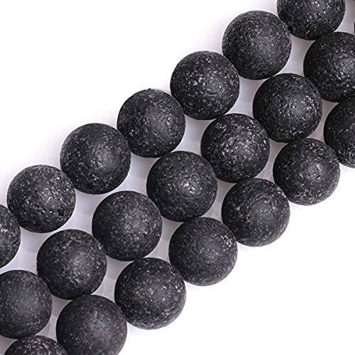 GEM-Inside Black Frost Spacer Agate Gemstone Loose Beads Natural Energy Power Beads for Jewelry Making 12mm Round 15 Inches - color: Black Agate, size: 12mm