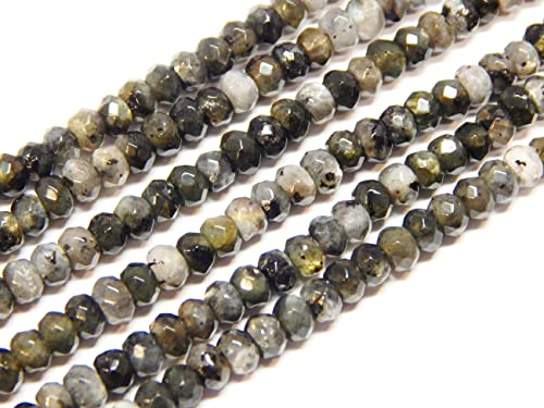 Perlin Agate & Jasper Gemstone Strand Beads 4 mm Rondelle 110 Pieces Jewellery Beads Semi-Precious Stone for Jewellery Necklace Bracelet Earrings (Black Jasper) - color: Black jasper