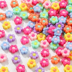 200pcs Colorful Flower Beads Rainbow Daisy Flower Beads Acrylic Beads for Jewelry Making Handmade DIY Bracelet, Charms Keychain Craft Supplies (Daisy) - color: rainbow flower