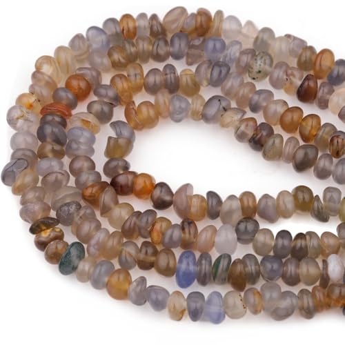 400pcs Natural Chip Stone Beads for Jewelry Making Blue Agate 5-8mm Irregular Gemstones Healing Crystal Loose Rocks Bead Hole Drilled for Ring Earrings Necklace Bracelet Making DIY Art Crafts - color: Blue Agate(2 Strands-62")