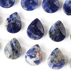 Cherry Blossom Beads Sodalite Beads 12x15mm Faceted Top-Drilled Teardrop - 12 pcs/ 8 Inch Strand - color: Sodalite
