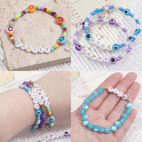 1000pcs 4x7mm Letter Beads, Acrylic Alphabet Beads A-Z Round Letter Beads for Friendship Bracelets Necklaces DIY Crafts Gifts Jewelry Making (White Gold) - color: White