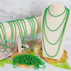 Huskein 100 PCS St Patricks Day Beads Necklace, Mrdi Gras Beads Bulk, 33 Inches Round Beads Necklace Accessories Set, Luck Irish Beads Parade Accessories for Mardi Gras St Patricks Day - color: Green