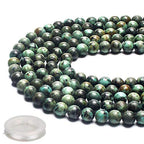 70PCS Natural 8MM Healing Gemstone, African Turquoise Energy Stone Round Loose Beads, Semi-Precious Crystal Beads with Free Elastic String for Jewelry Making DIY - color: African Turquoise
