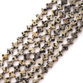 8mm Natural Dalmatian Gemstone Faceted Clovers Beads Four-Leaf Spacer Loose Beads for DIY Jewelry Making Beads - color: Dalmatian
