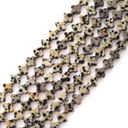 8mm Natural Dalmatian Gemstone Faceted Clovers Beads Four-Leaf Spacer Loose Beads for DIY Jewelry Making Beads - color: Dalmatian