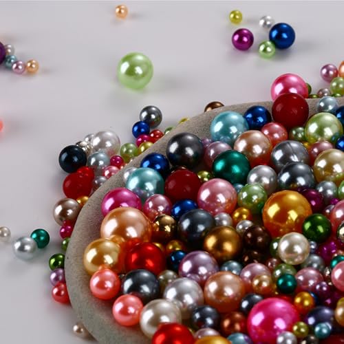 1000PCS Assorted Beads No Holes, 3-10mm Crafts Pearls, Colorful Loose Round Beads for Vase Fillers, DIY, Table Scatter, Wedding, Birthday Party, Home Decoration - color: Colorful