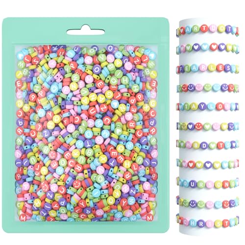 ARTDOT 800 Pieces Assortment Letter Beads for Friendship Bracelets Making Kit, 28 Styles Jewelry Making Supplies Alphabet Beads Set Preppy Crafts Art - color: White Letter Multicolor Bead