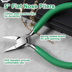 Flat Nose Pliers Smooth Jaw Precision Small Jewelry Beading Making Tool Mini Pliers with Green PVC Handle for Wire Bending Warpping Straightening Shaping Professional DIY Hand Tools - style: Flat Nose Pliers