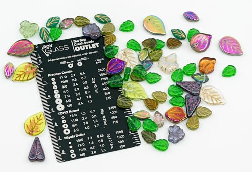 1.4oz (40g) Summer Mix of Small Czech Glass Leaf Beads, Hand Made Set Kit, Leaves 01 - color: Leaf Beads Mix
