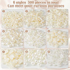 Juexica 500 Pcs ABS Imitation Pearl Beads Star Heart Bowknot Circle Flower White Aesthetic Beads for Jewelry Making Bracelets Necklaces Earrings Key Chains Accessories DIY Crafts(Elegant Style) - color: Elegant Style