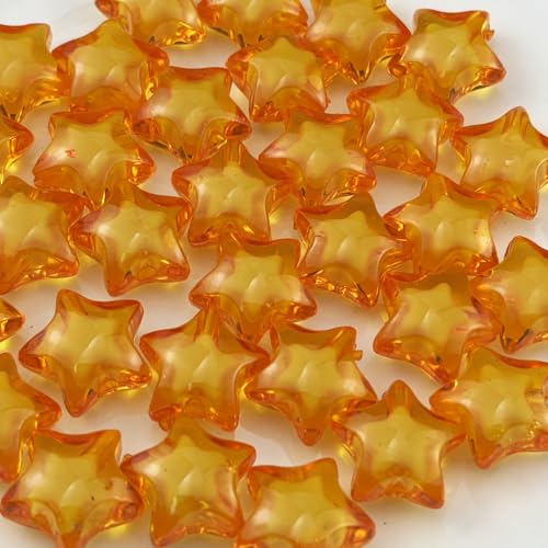 50pcs 18mm Acrylic Star Beads Spacer Beads for DIY Jewelry Making Bracelet Necklace Key Chains Handmade Craft(Orange) - color: Orange, size: 18mm