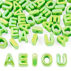 FASHEWELRY 50Pcs Vowel Letter Acrylic Beads Big Plastic Letter Blocks Charms 3D Letters Chunky Initial Alphabet Beads for Key Chains Necklace DIY Arts Craft Projects Lime Green - color: Lime Green, size: Vowels
