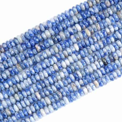150PCS 2x4mm Natural Blue Sodalite Stone Rondelle Beads Abacus Disk Stone Beads Round Loose Spacer Gemstone Beads for DIY Bracelet Necklace Jewelry Making - color: Blue Sodalite, size: 2x4mm Abacus Disk