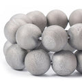 RUBYCA Round Dyed Electroplated Druzy Agate Quartz Crystal Gemstone Beads (1 Strand, Silver, 6mm) - color: Silver, size: 6mm