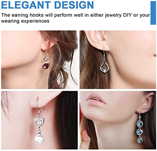925 Sterling Silver Earring Hooks, 750PCS Earring Hooks Kit 250PCS/125Pairs Hypoallergenic Ear Wires with 250PCS Silver Open Jump Rings and 250PCS Rubber Backs Earwire for Jewelry Making - size: 750pcs-silver