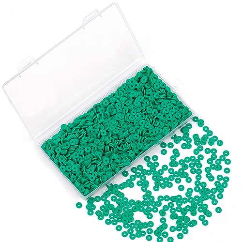 2000Pcs White Clay Beads Polymer Clay Spacer Beads Flat Beads 6mm Round Heishi Vinyl Beads for DIY Craft Gift Adults Bracelets Necklace Jewelry Making Earring Accessories (Turquoise) - color: Turquoise
