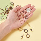 Craftdady 20 Sets Mixed Color 22mm Tibetan Style Alloy Ring Toggle Clasps for DIY Jewelry Making Crafting - color: Antique Silver, Gunmetal, Gold, Red Copper