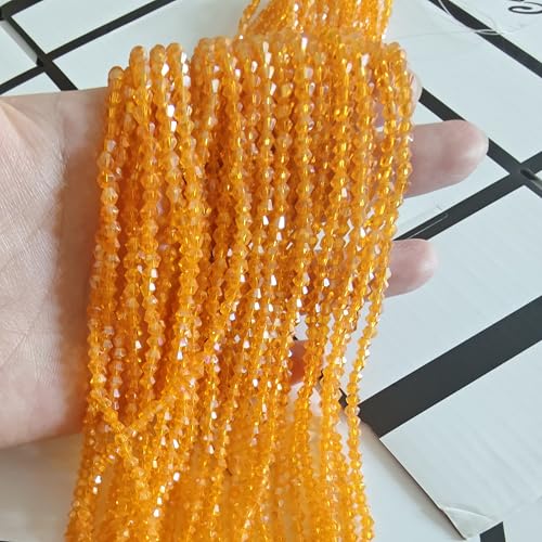 3mm4mm 1100pcs 800pcs Bicone Beads Crystal Glass Faceted Beads for Necklace Bracelet Earrings DIY Jewelry Crafts Making Project (3mm OrangeAB) - color: 3mm OrangeAB