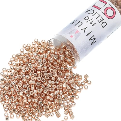 Miyuki Delica Seed Beads – Size 11/0 (1.6 mm), DB0411, Galvanized Gold Dyed, 7.2 g, Approx. 1440 Beads, Made in Japan - color: DB0411 - Galvanized Gold Dyed