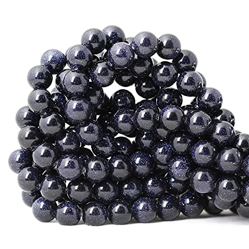 35PCS 10mm Natural Blue Sandstone Gemstone Round Loose Beads Stone Beads for Jewelry Making DIY Findings 1 Strand 15" - color: Blue Sand Stone, size: 10mm