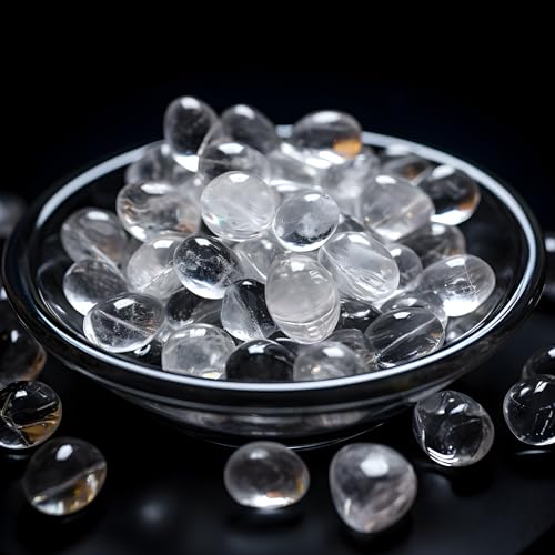 Polished Clear Quartz Crystals - 72 Pcs, 0.5" 10 oz Handpicked Natural Tumbled Gemstones Rocks, Pebbles for Reiki, Chakra, Healing Home Decor - color: Clear Quartz, size: 0.5"