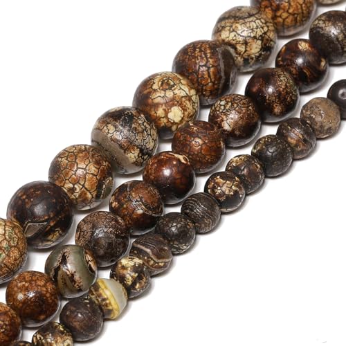 Brown Agate 6mm 60 Pcs Stone Beads for Jewelry Making Large Beads Bracelet Keychain Loose Round Smooth Gemstone Necklace Earrings DIY Arts and Crafts Natural Stone - color: Brown Agate, size: 6mm